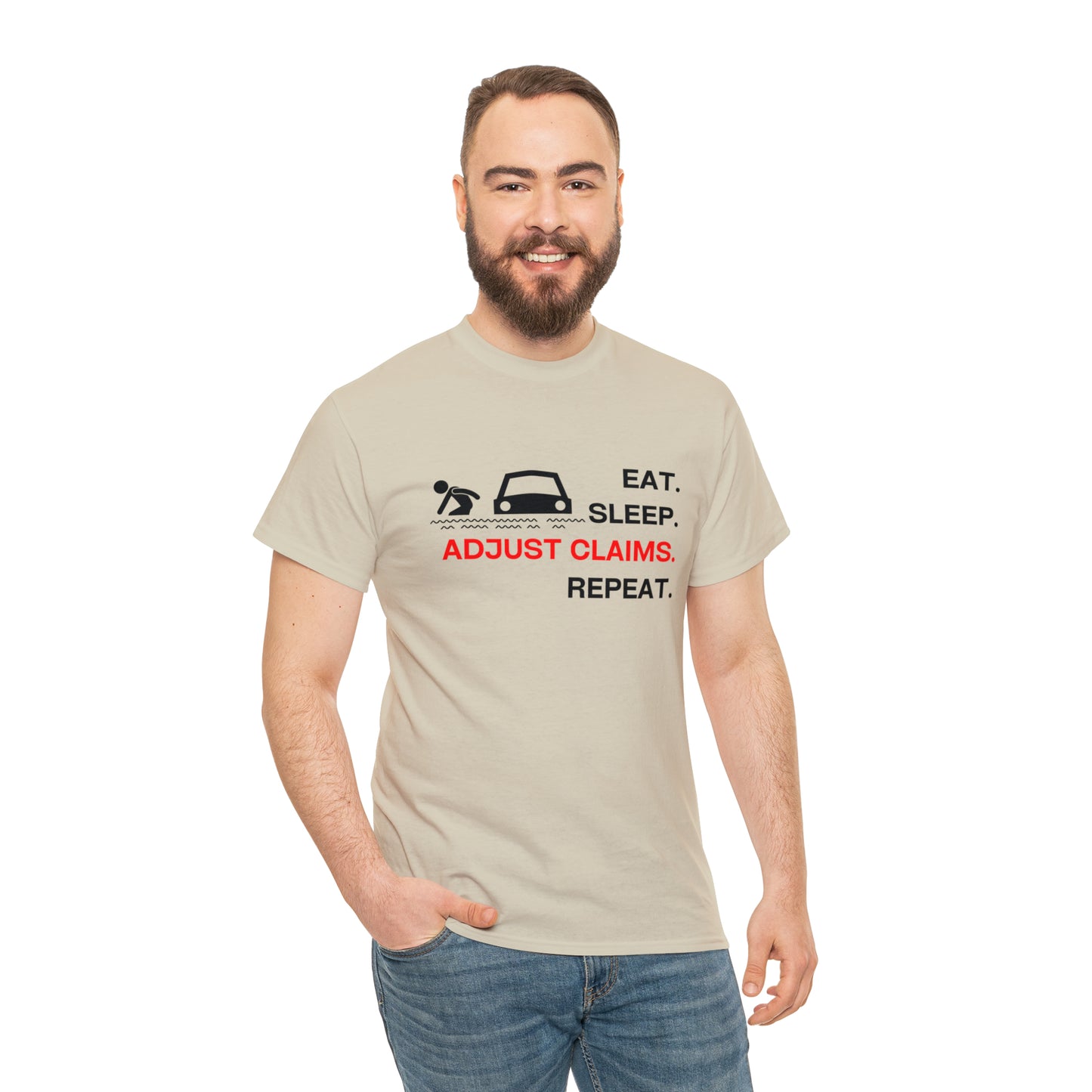 Claims Adjuster (Flooded Car / White) Unisex Heavy Cotton Tee