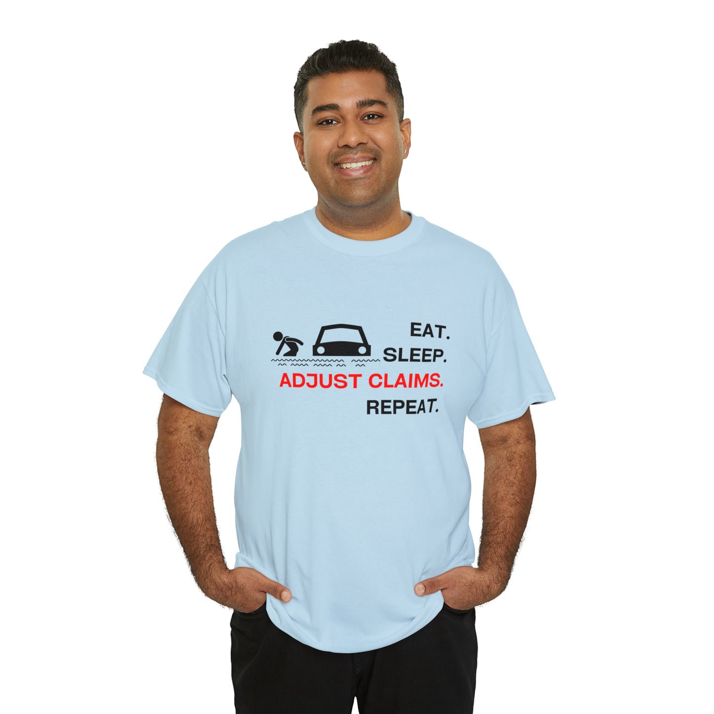Claims Adjuster (Flooded Car / White) Unisex Heavy Cotton Tee