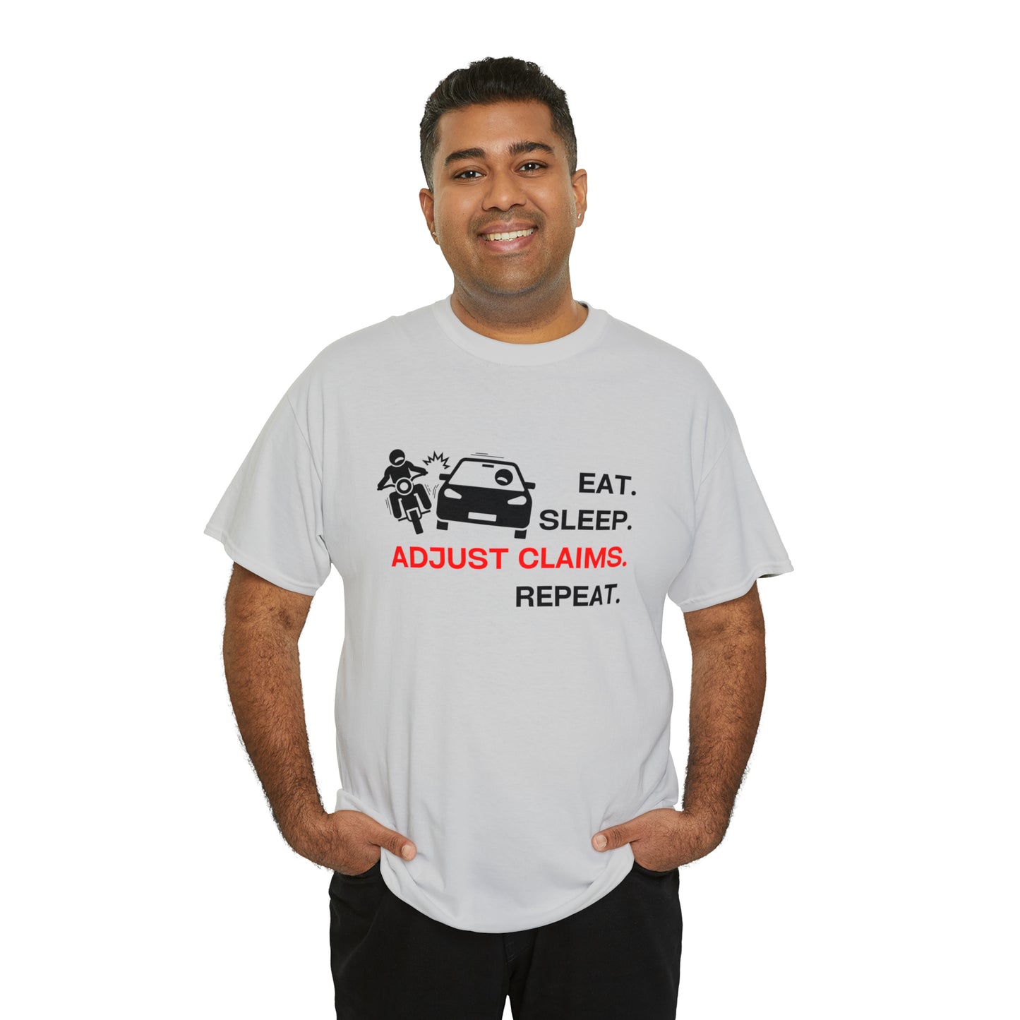 Claims Adjuster (Motorcyclist / Car / Black)  Unisex Heavy Cotton Tee