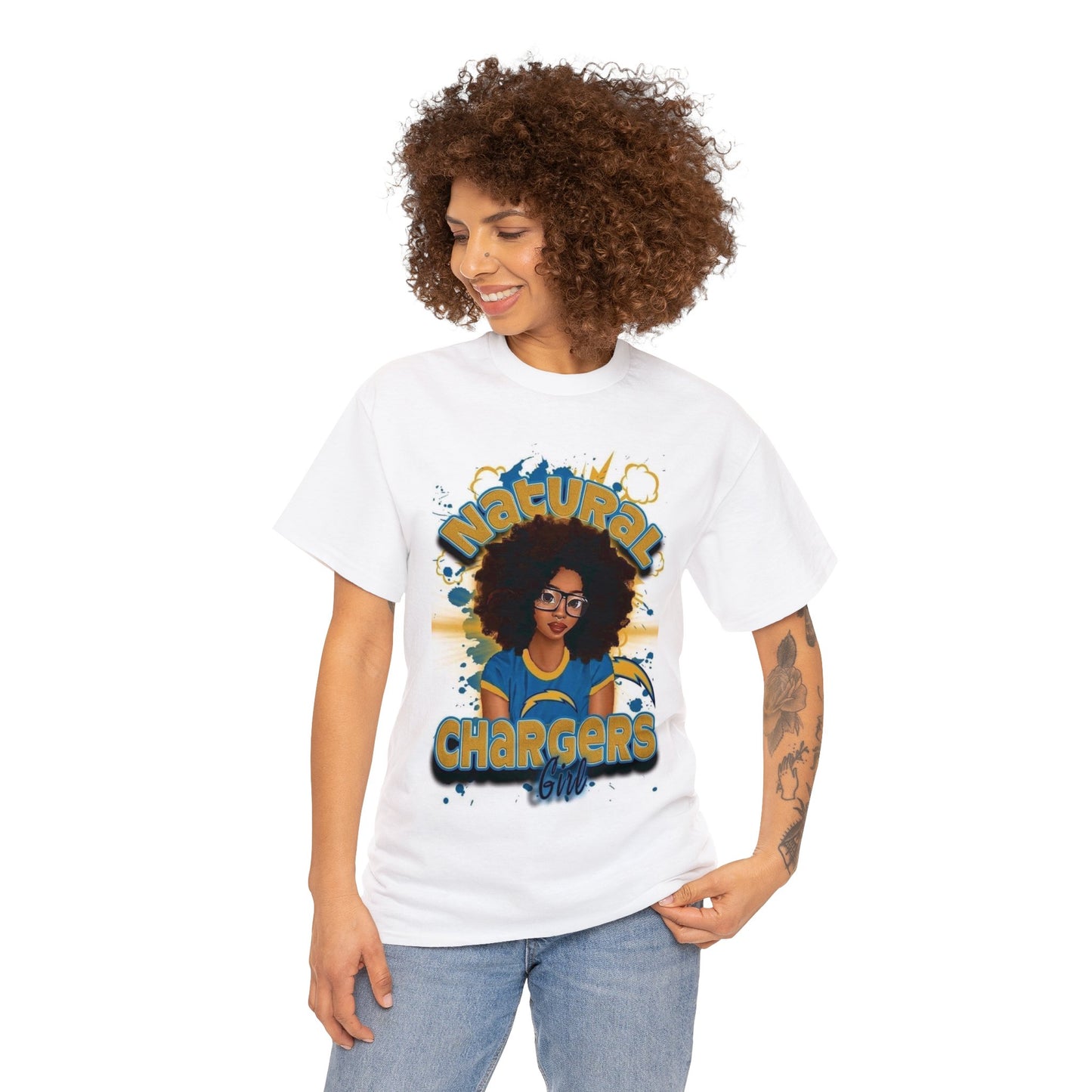 Sublimated Natural Football Girl Tee (Youth and Adult)