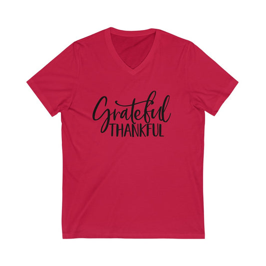 Grateful Thankful Ladies V-Neck