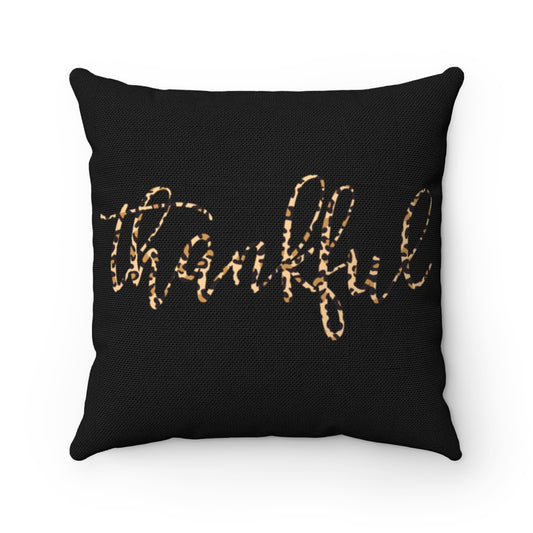 Thankful Leopard Square Pillow
